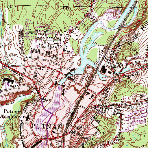 Topographic Map of Bel-Hem Dam, CT