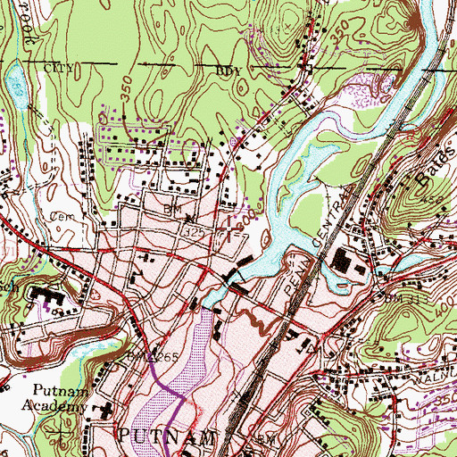 Topographic Map of Quinebaug River Reservoir, CT