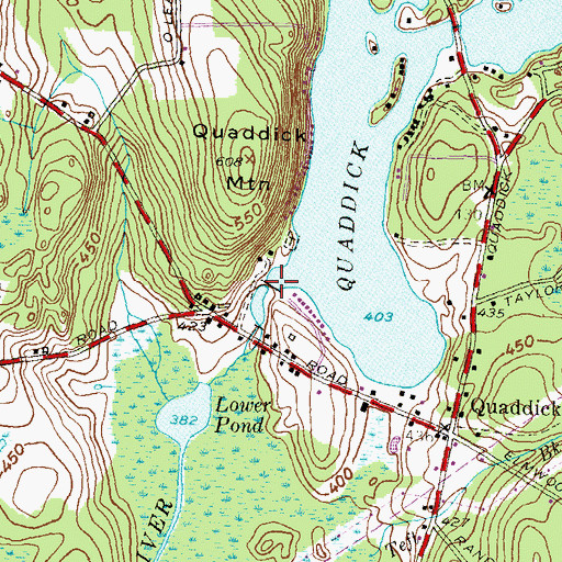 Topographic Map of Quaddick Reservoir Dam, CT