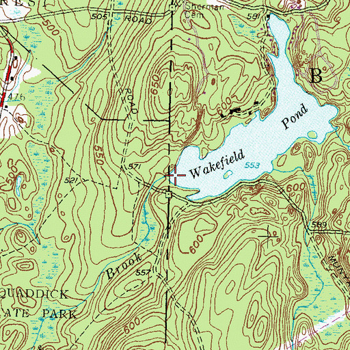Topographic Map of Wakefield Pond Dam, CT