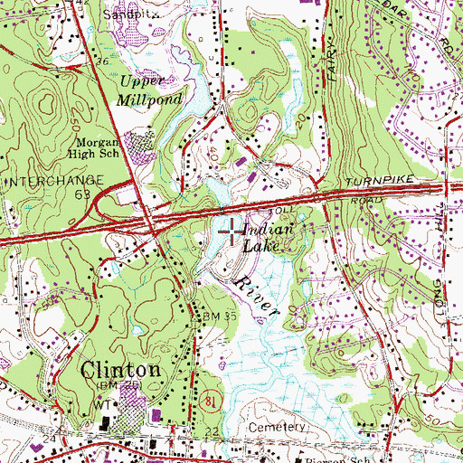 Topographic Map of Indian Lake Dam, CT
