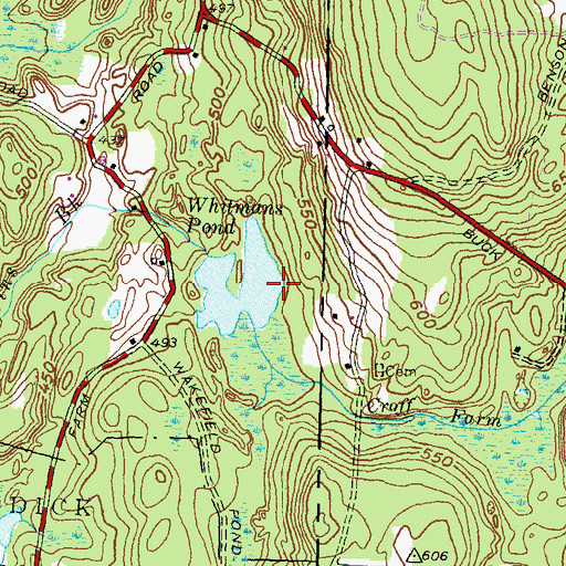 Topographic Map of Whitmans Pond Dam, CT