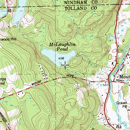 Topographic Map of McLaughlin Pond Dam, CT