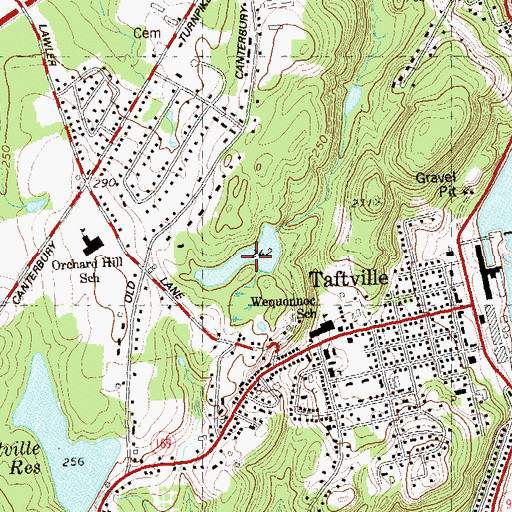 Topographic Map of Taftville Reservoir Number 2, CT