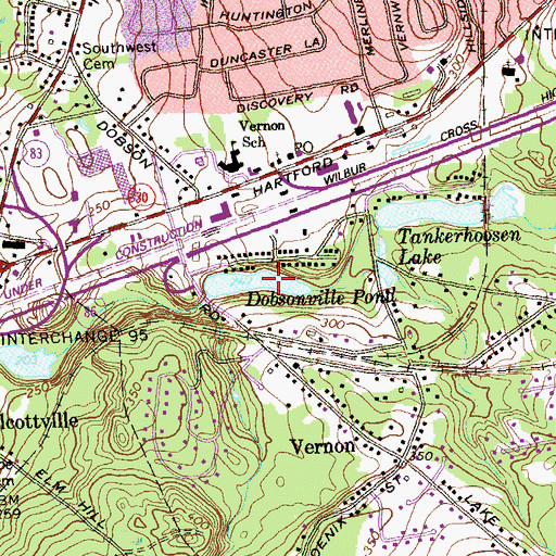 Topographic Map of Dobsonville Pond Dam, CT