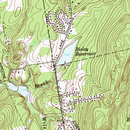 Topographic Map of Risley Reservoir Dam, CT