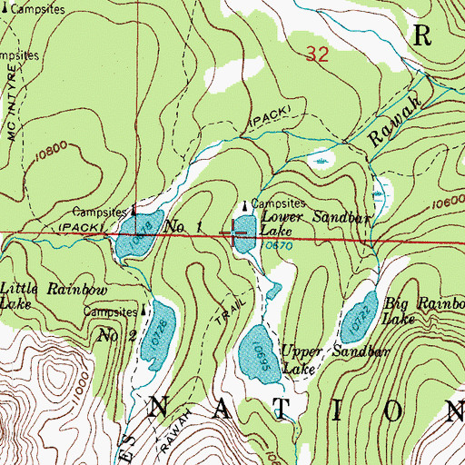 Topographic Map of Lower Sandbar Lake, CO