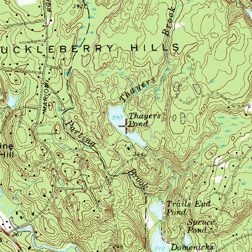 Topographic Map of Thayers Pond Dam, CT