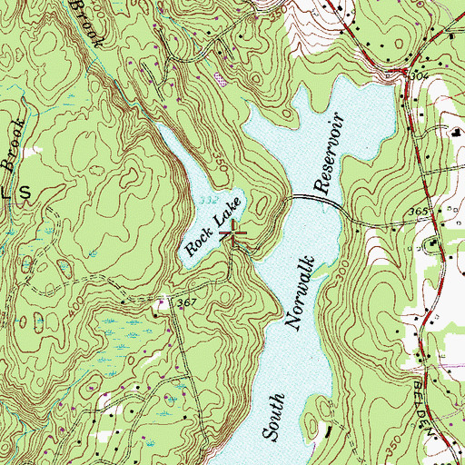Topographic Map of Rock Lake Dam, CT