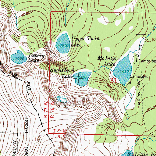 Topographic Map of Sugarbowl Lake, CO