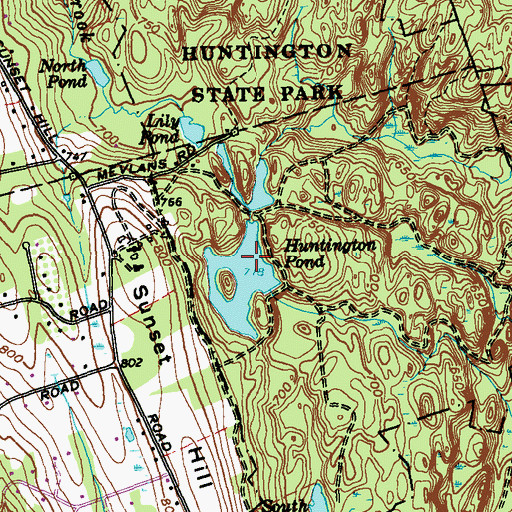Topographic Map of Huntington Pond Dike, CT