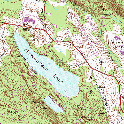 Topographic Map of Mamanasco Lake Dam, CT