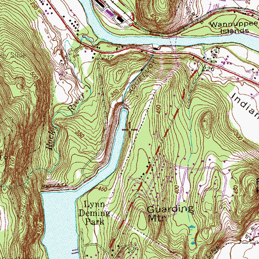 Topographic Map of Lake Candlewood Dam, CT