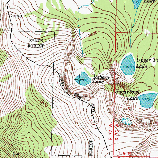 Topographic Map of Iceberg Lake, CO