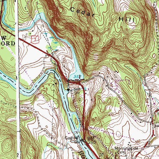 Topographic Map of Cedar Hill Pond Dam, CT