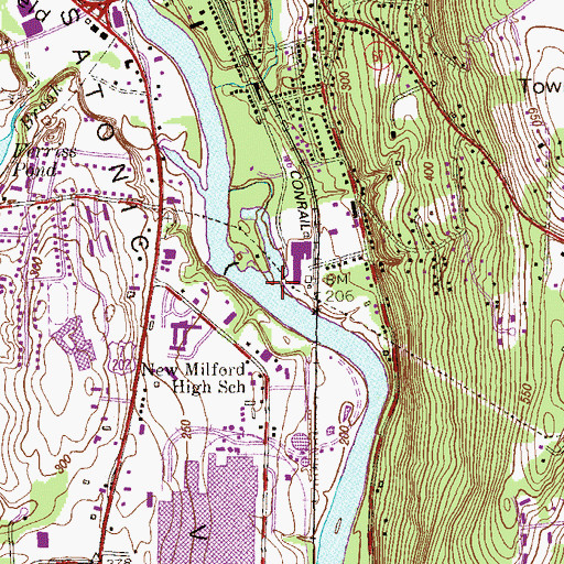 Topographic Map of Housatonic River Reservoir, CT