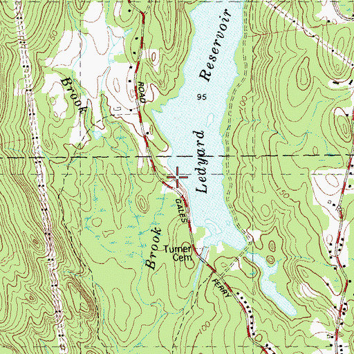 Topographic Map of Ledyard Reservoir Dam, CT