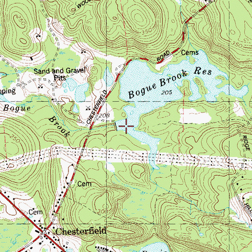Topographic Map of Bogue Brook Reservoir Dam, CT