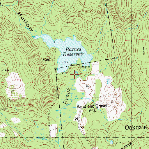Topographic Map of Barnes Reservoir Dam, CT