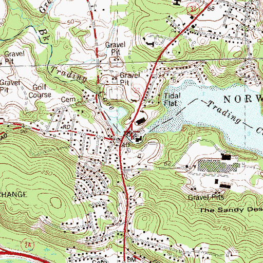 Topographic Map of Trading Cove Pond Dam, CT