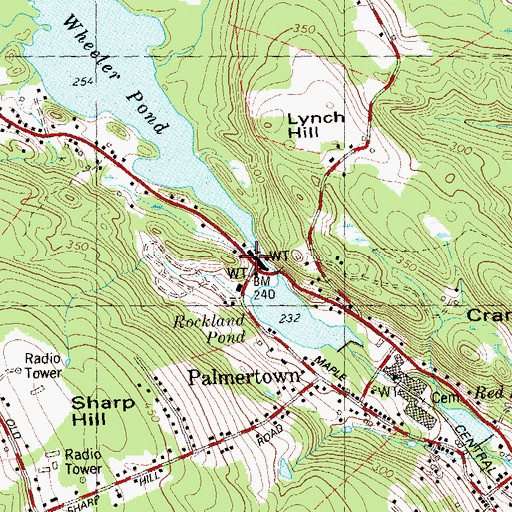 Topographic Map of Wheeler Pond Dam, CT