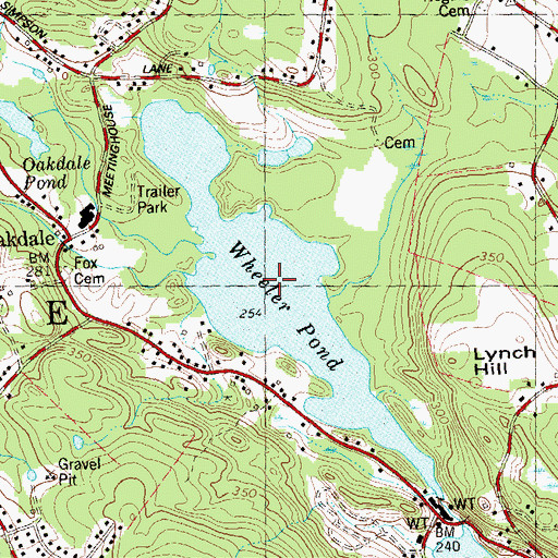 Topographic Map of Wheeler Pond, CT