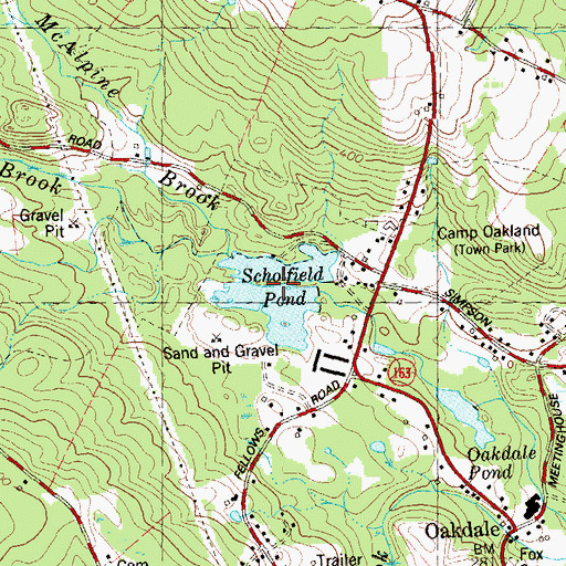 Topographic Map of Schofield Pond Dam, CT