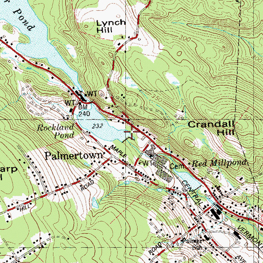Topographic Map of Rockland Pond Dam, CT