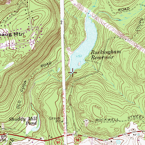 Topographic Map of Buckingham Reservoir Dam, CT