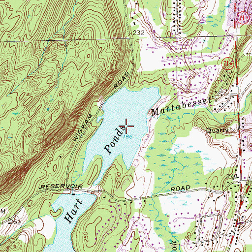 Topographic Map of Lower Hart Pond, CT