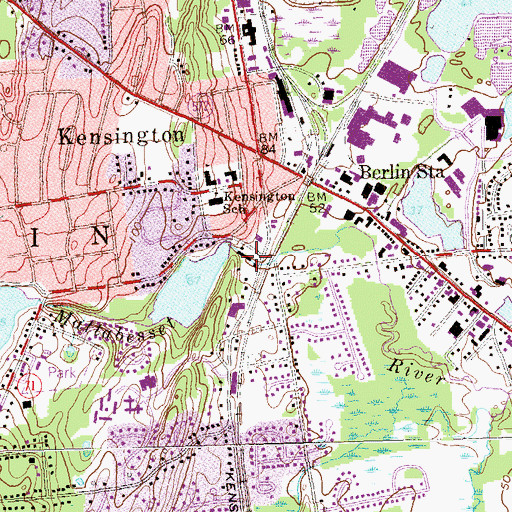 Topographic Map of Kensington Dam, CT
