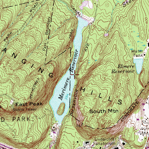 Topographic Map of Merimere Reservoir Dam, CT