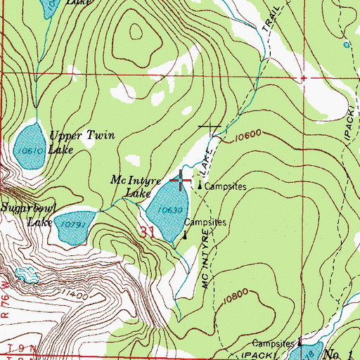 Topographic Map of McIntyre Lake Trail, CO