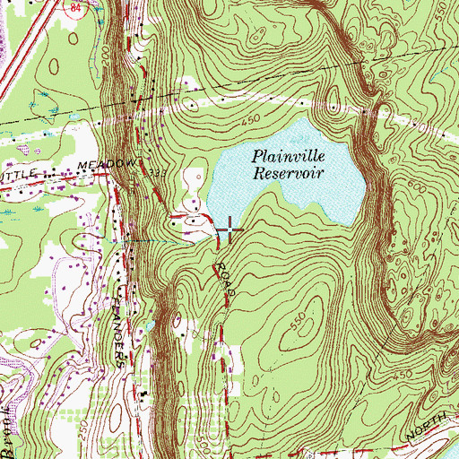 Topographic Map of Plainville Reservoir Dam, CT