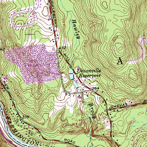 Topographic Map of Unionville Upper Reservoir, CT