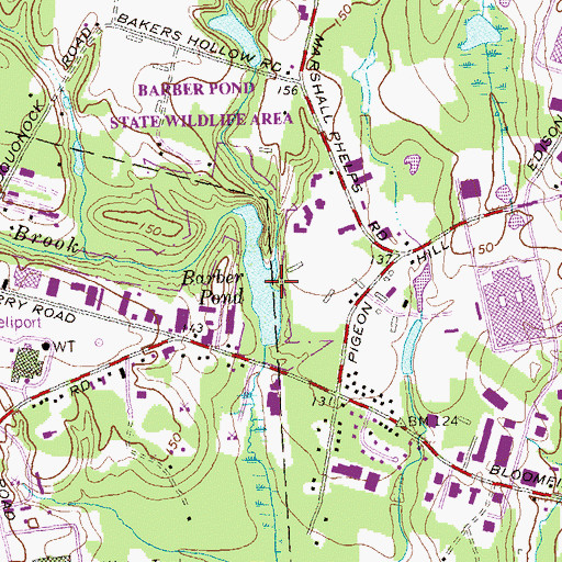 Topographic Map of Barber Pond Dam, CT