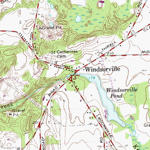 Topographic Map of Windsorville Pond Dam, CT