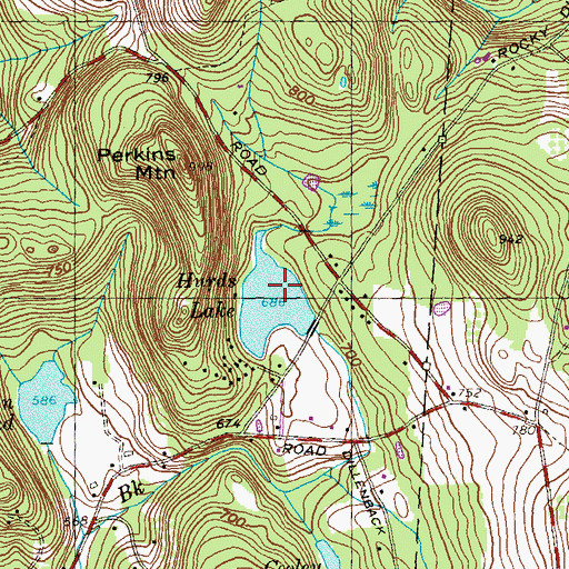 Topographic Map of Hurds Lake Dam, CT