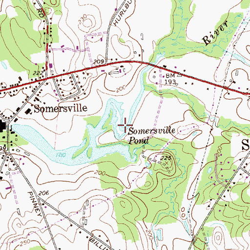 Topographic Map of Somersville Pond Dam, CT
