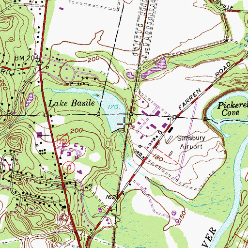 Topographic Map of Lake Basile Dam, CT