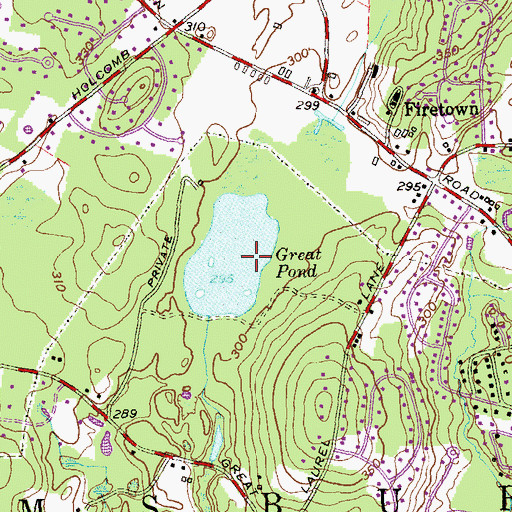 Topographic Map of Great Pond Dam, CT