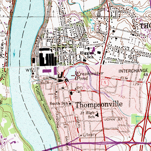 Topographic Map of Freshwater Pond Dam, CT