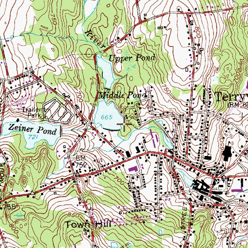 Topographic Map of Middle Pond Dam, CT