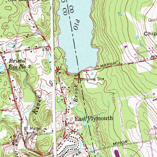 Topographic Map of Old Marsh Pond Dam, CT