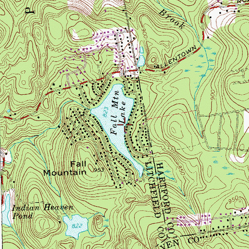 Topographic Map of Fall Mountain Lake Dam, CT