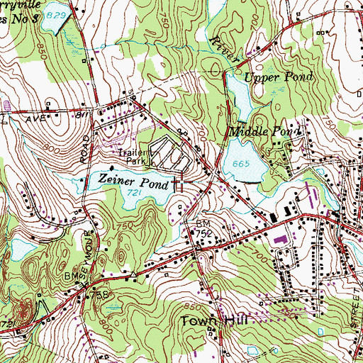 Topographic Map of Zeiner Pond Dam, CT