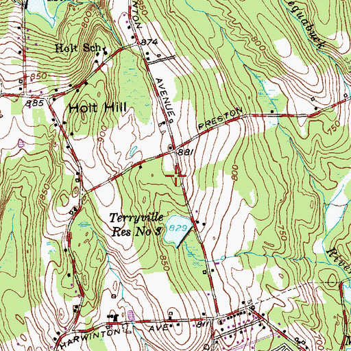 Topographic Map of Terryville Reservoir Number 3, CT