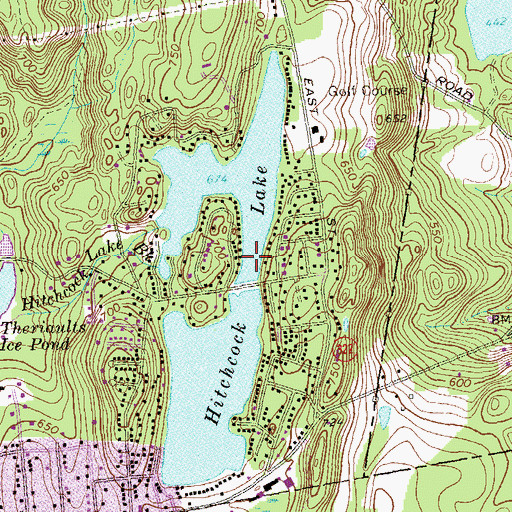 Topographic Map of Hitchcock Lake Dam, CT