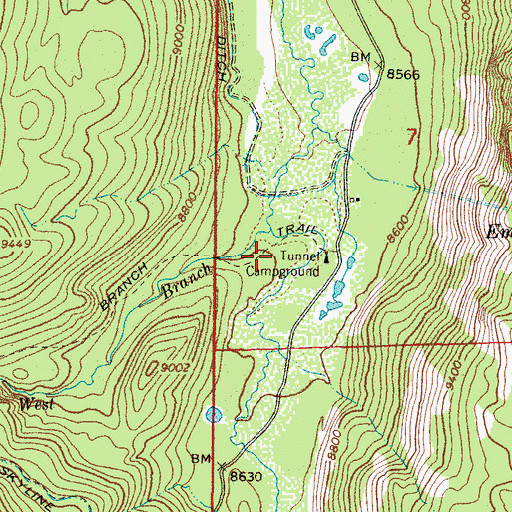 Topographic Map of Tunnel Campground, CO