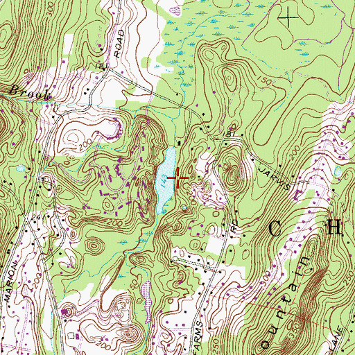 Topographic Map of Moss Farms Pond Dam, CT